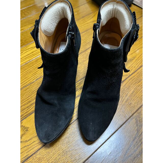 大人気 LANVIN en Bleu サイドリボンスエードブーツ 黒 | www
