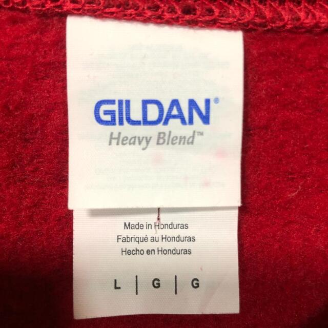 GILDAN(ギルタン)の『バックプリント』90s 古着 ギルダン レッド 太アーム スウェット メンズのトップス(スウェット)の商品写真
