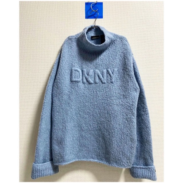 希少 立体ロゴ vintage 90s DKNY ハイネック ニット セーター