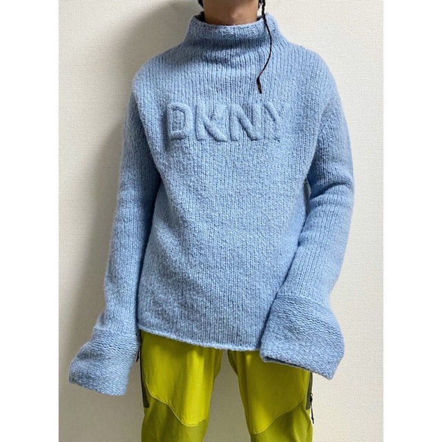 DKNY(ダナキャランニューヨーク)の希少 立体ロゴ vintage 90s DKNY ハイネック ニット セーター メンズのトップス(ニット/セーター)の商品写真