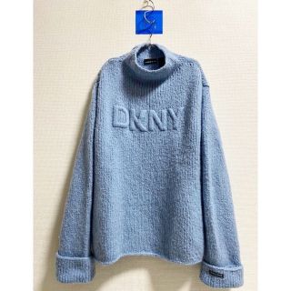 希少 立体ロゴ vintage 90s DKNY ハイネック ニット セーター-