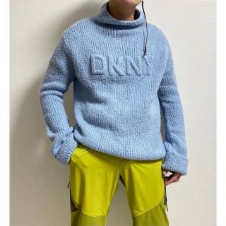 希少 立体ロゴ vintage 90s DKNY ハイネック ニット セーター