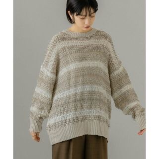 ケービーエフ(KBF)の【BEIGE】透かし編みルーズニット(ニット/セーター)