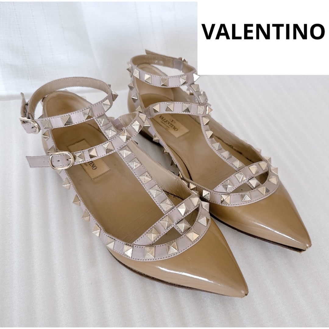 valentino garavani(ヴァレンティノガラヴァーニ)のVALENTINO ヴァレンティノ　スタッズ　フラットシューズ　パンプス　美品 レディースの靴/シューズ(ハイヒール/パンプス)の商品写真