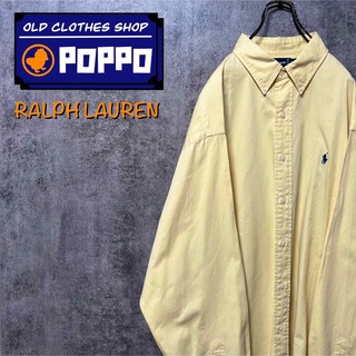 Ralph Lauren - ラルフローレン☆ワンポイント刺繍ロゴボタンダウンシャツ 90s クリームイエロー