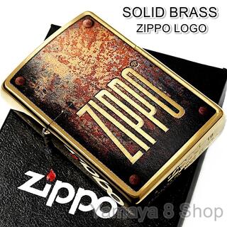 ジッポー(ZIPPO)の新品 ZIPPO ロゴデザイン ゴールドブラス 金タンク ジッポー ライター(タバコグッズ)