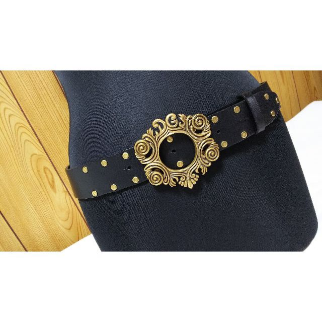 即納】 DOLCE&GABBANA アンティークアートバックルベルト黒 D&G
