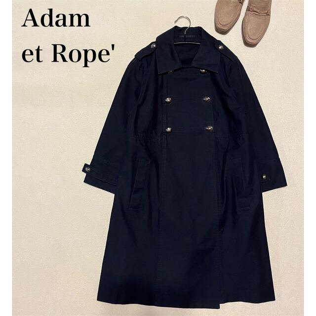 Adam et Rope'(アダムエロぺ)のアダムエロペ　トレンチコート　セミナポレオン　Aライン　黒　サイズ36 S レディースのジャケット/アウター(トレンチコート)の商品写真