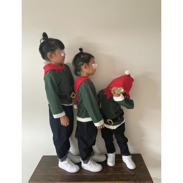 子ども エルフ もこもこ パーカー キッズ ベビー クリスマス サンタ キッズ/ベビー/マタニティのキッズ服女の子用(90cm~)(カーディガン)の商品写真