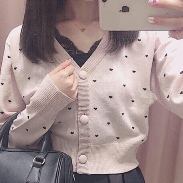 着るだけで可愛いハート刺繍カーデ♡ガーリーコーデに♡レースインナーで大人可愛く♡ 1