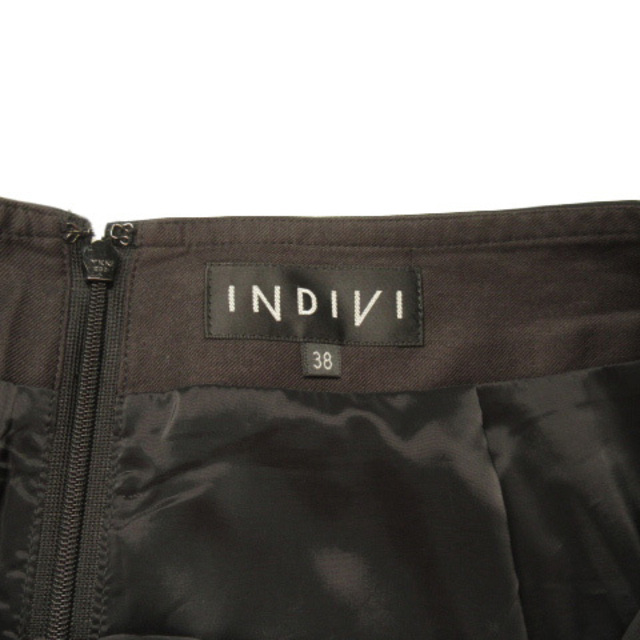 INDIVI(インディヴィ)のインディヴィ INDIVI スカート プリーツ シフォン 38 黒 ブラック レディースのスカート(ひざ丈スカート)の商品写真