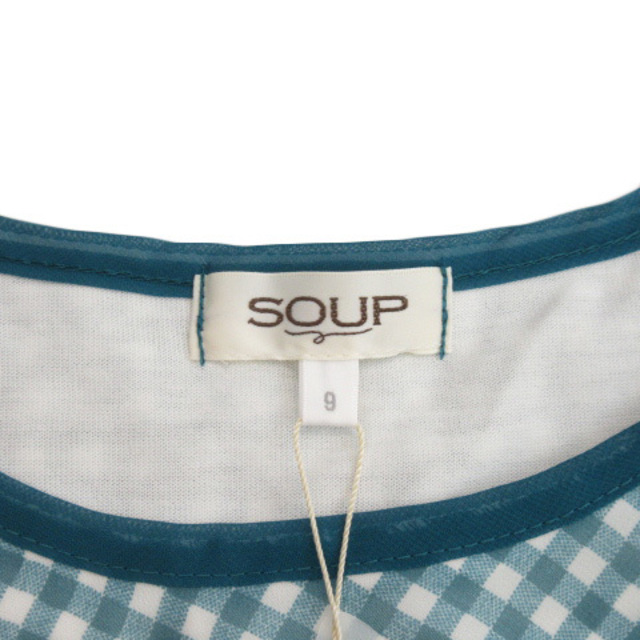 SOUP(スープ)のスープ SOUP カットソー ギンガムチェック 半袖 シフォン M 緑 レディースのトップス(カットソー(半袖/袖なし))の商品写真