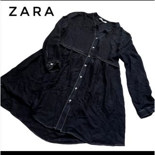 ザラ(ZARA)のタムタム様　専用　ZARA ザラ　ノーカラーシャツワンピース　レーヨン　デニム　(ロングワンピース/マキシワンピース)