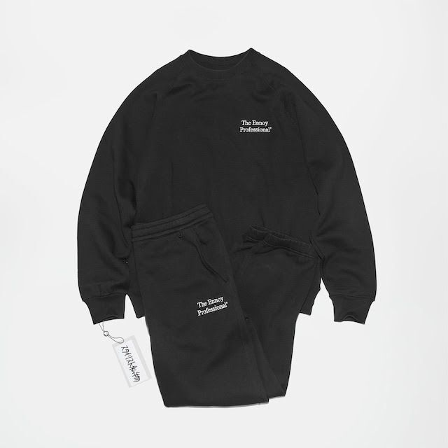 Ennoy CREW SWEAT＋SWEAT PANTS (BLACK) L-