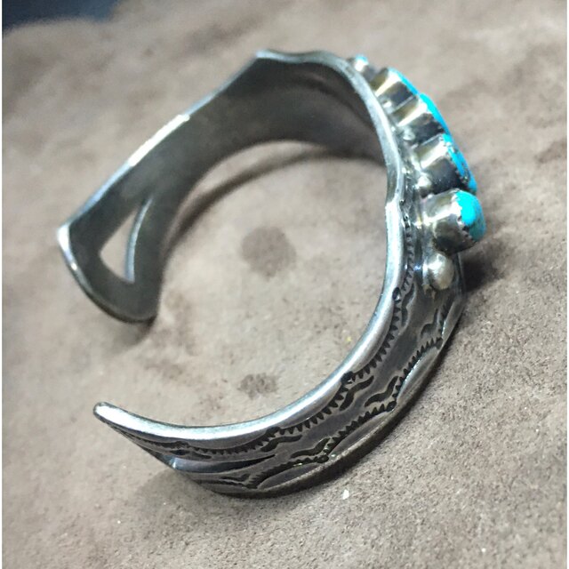 ハンドメイド 天然ターコイズ シルバー925バングル スターリング