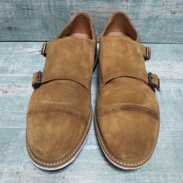 超美品   CLARKS   ダブルモンク  ストラップ  ムラ加工 2