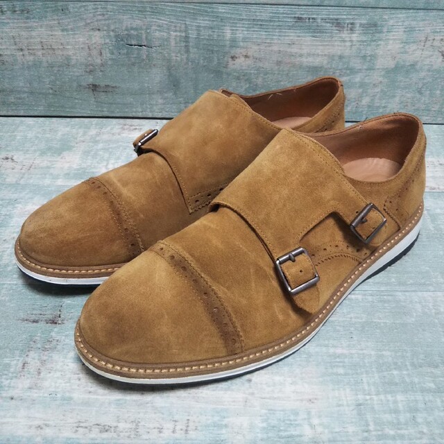 超美品   CLARKS   ダブルモンク  ストラップ  ムラ加工