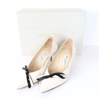 ジミーチュウ(JIMMY CHOO)のジミーチュウ　サイズ37.5（24.5㎝）　パンプス　リボン　レディース　白(ハイヒール/パンプス)