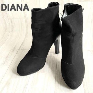 ダイアナ(DIANA)の美品 DIANA ダイアナ ショートブーツ スエード 黒 24.5(ブーツ)