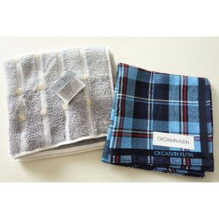 シーケーカルバンクライン(ck Calvin Klein)の新品 CK カルバンクライン ハンカチ＆タオルハンカチ2枚セット(ハンカチ/ポケットチーフ)