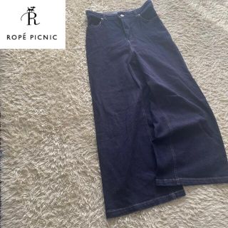 ロペピクニック(Rope' Picnic)の【美品】ロペピクニック　ワイドデニム　ジーンズ　パンツ　ハイウエスト　インディゴ(デニム/ジーンズ)