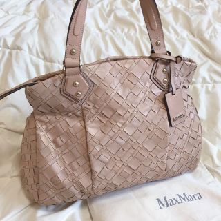 マックスマーラ(Max Mara)の【極美品】定価約13万 MaxMara 編み込み トートバッグ レザー ベージュ(トートバッグ)