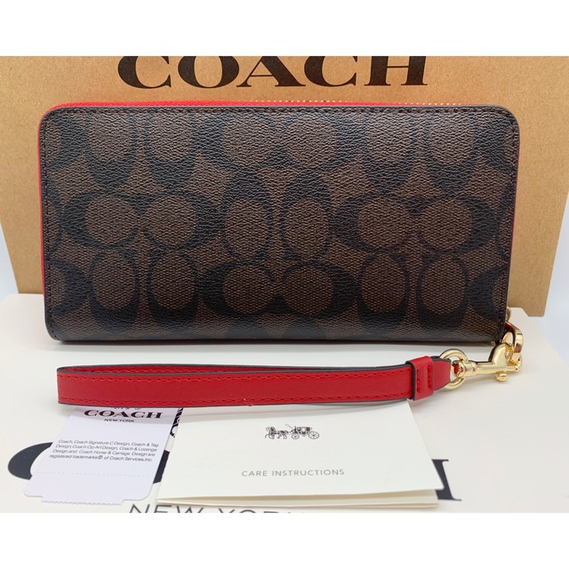 COACH コーチ ダブルジップ 長財布 シグネチャー ブラウン
