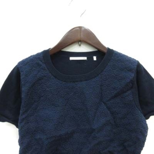 DoCLASSE(ドゥクラッセ)のドゥクラッセ ニット カットソー 半袖 切替 刺繍 レース 1 紺 ネイビー レディースのトップス(ニット/セーター)の商品写真