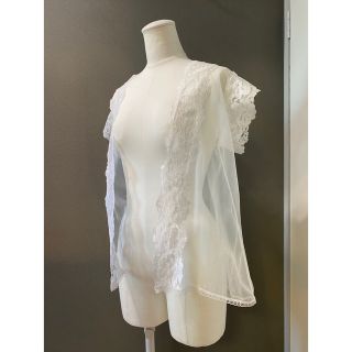 古着 ビンテージ 70s USA 花柄 レース シースルー ガウン シャツ 美品