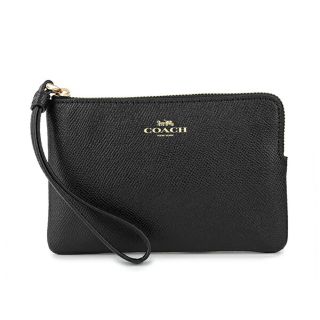 コーチ(COACH)の新品 コーチ COACH ポーチ レザー コーナー ジップ リストレット 黒 ブラック(ポーチ)