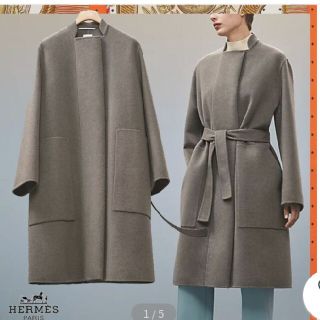 エルメス(Hermes)のエルメスカシミヤコート2022秋冬コレクション新作♡グレージュ(ロングコート)