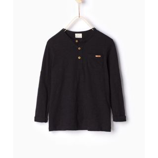 ザラキッズ(ZARA KIDS)のZARA KIDSザラキッズ*オーガニックコットンロングTシャツ*ブラック110(Tシャツ/カットソー)