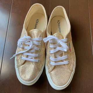 スペルガ(SUPERGA)の美品スペルガ37ゴールドメタリックスニーカー23.5-24センチ位イタリア製(スニーカー)