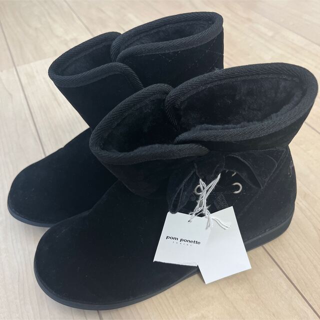 pom ponette - 【新品】22　ポンポネットジュニア　キッズ　ブーツ　黒　ブラック