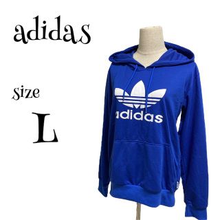 アディダス(adidas)のadidas アディダス ☆ パーカー ロゴ 青 ブルー レディース(パーカー)