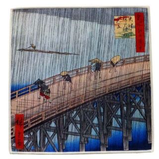 《 亀戸梅屋敷 ／ 歌川広重 》 浮世絵 ハンカチ　マイクロファイバー(版画)