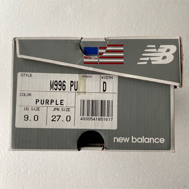 27cm 新品 国内正規品 new balance M996 パープル USA