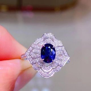 ⭐天然ブルーサファイア ダイヤ リング k18 1.2ct(リング(指輪))