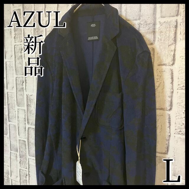 AZUL by moussy(アズールバイマウジー)の【新品】AZULby moussy パイル　シングルジャケット　総柄　ストレッチ メンズのジャケット/アウター(テーラードジャケット)の商品写真