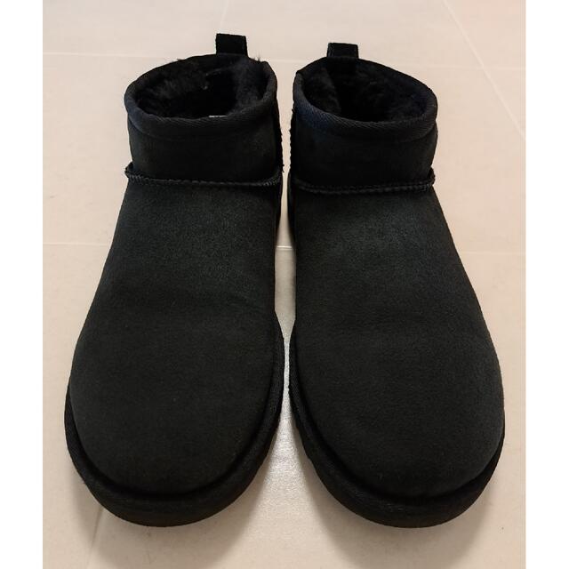 【美品】UGG アグ CLASSIC ウルトラミニ ブーツ 黒 24センチ