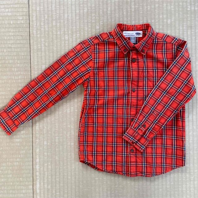 Old Navy(オールドネイビー)のオレンジ　ネルシャツ　130 キッズ/ベビー/マタニティのキッズ服男の子用(90cm~)(ブラウス)の商品写真