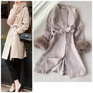 アプワイザーリッシェ(Apuweiser-riche)の美品✨アプワイザーリッシェ ロングコート 冬服 ファー ノーカラー ウール(ロングコート)