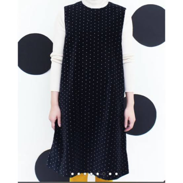 Dot&Stripes CHILDWOMAN(ドットアンドストライプスチャイルドウーマン)の別珍ピンドットジャンパースカート レディースのワンピース(ひざ丈ワンピース)の商品写真