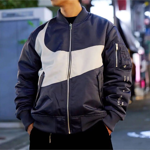 NIKE swoosh bomber jacketネイビー_ma-1ナイキ