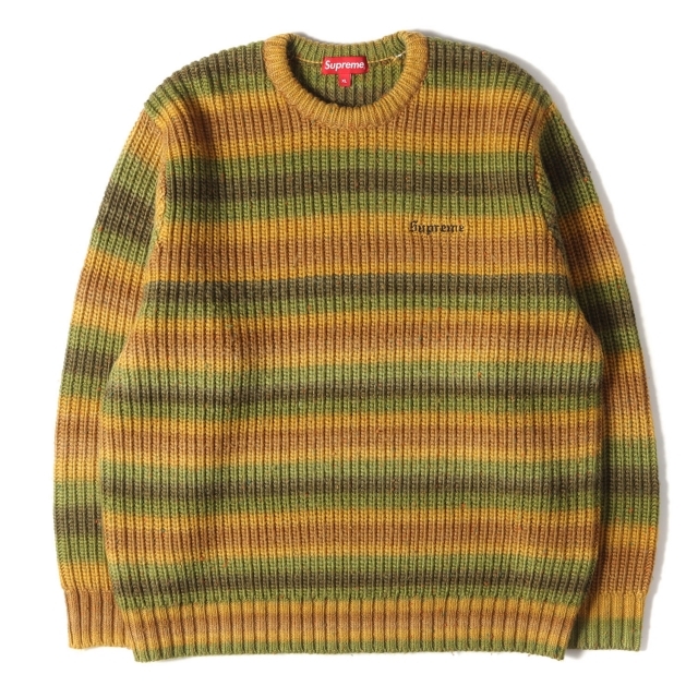 Supreme シュプリーム ニット オンブレ ボーダー ニットセーター Ombre Stripe Sweater 17AW グリーン マスタード XL トップス 長袖 厚手 【メンズ】