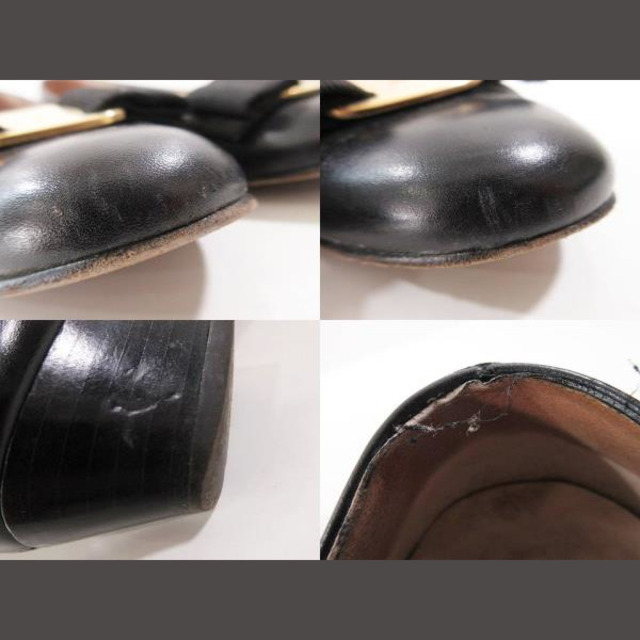 Salvatore Ferragamo(サルヴァトーレフェラガモ)のサルヴァトーレフェラガモ ヴァラ ローヒール パンプス 6 1/2C 25㎝ 黒 レディースの靴/シューズ(ハイヒール/パンプス)の商品写真