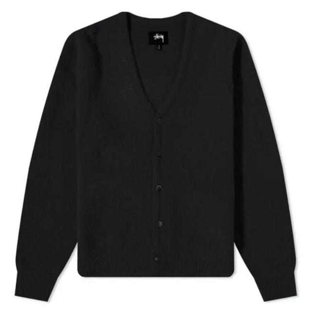 ナイロンアクリル表記サイズSTUSSY SHAGGY CARDIGAN 21AW BLACK