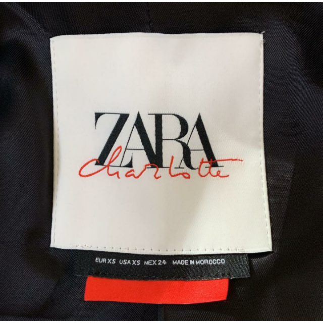 ZARA(ザラ)のZARA ザラ チェスターコート ロングコート ブラック ＸＳ レディースのジャケット/アウター(チェスターコート)の商品写真