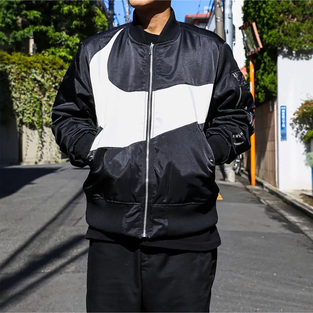 NIKE swoosh bomber jacketネイビー_ma-1ナイキ