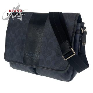 コーチ(COACH)のCOACH コーチ シグネチャー ブラック レザー F70590 斜め掛け ショルダーバッグ 【中古】 メンズ 305749(ショルダーバッグ)